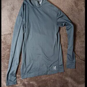 Nike Pro Combat Shirt Womens Large Dri-Fit Gray Long Sleeve Compression